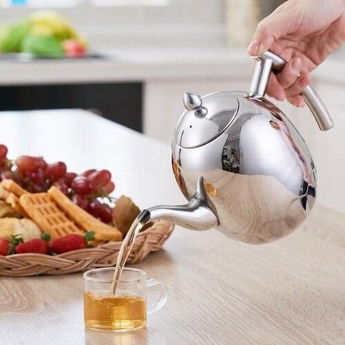 Large Capacity Stainless Steel Coffee Tea Pot Maker With Infuser Kettle Boiling Teapots Drinkware Multifunction Heated Container