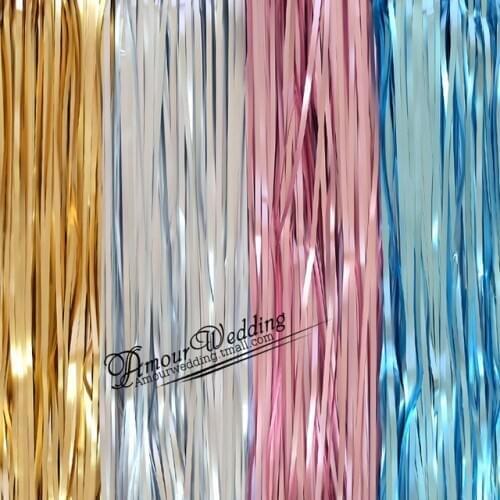 1Mx2M shimmering Gold Silver Metallic Tinsel Curtain Foil Room Shiny Pub party Stage wedding decoration backdrop Background