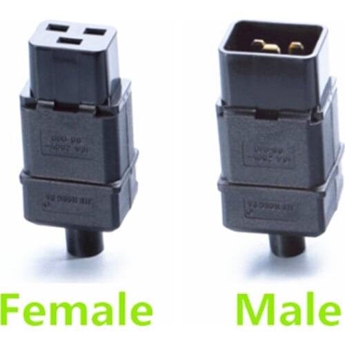 1PCS PDU/UPS socket Standard IEC320 C19 C20 16A 250V AC Electrical Power Cable Cord Connector Removable plug female male Plug