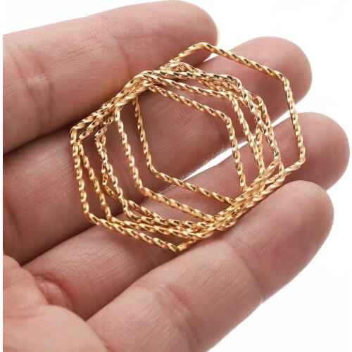 10pcs Lot Stainless Steel Gold Hexagon for Diy Connector Earring Charms Jewelry Making Supplies Keychain Accessories Wholesale