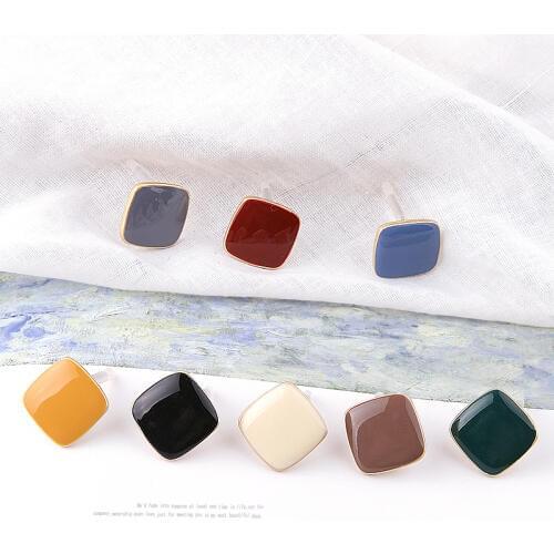 19*20MM 20Pcs Square KC Alloy Mix Colorful Glazing Ear Stud Earrings DIY Findings Jewelry Accessories