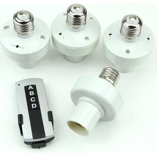 4Pcs Wireless Remote Control E27 Light Lamp Bulb Holder Cap Socket Switch Drop Shipping