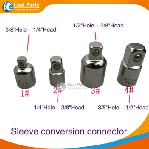 4PCS/SET, 1/4'' 3/8'' 1/2'' Sleeve Conversion Connector Kit Chrome Vanadium Steel Durable high hardness chrome plated rustproof