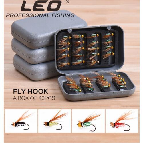 40pcs/box Leo Bionic Fly Fishing Hooks 26449 Inset Fish Hook Fishing Acccessories Pesca Artificial Bait Handcrafts Sharp Hook