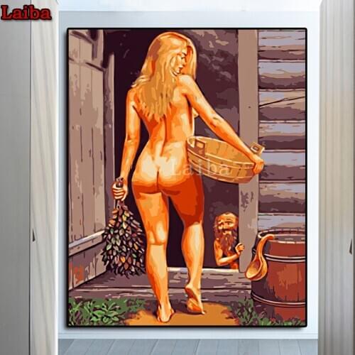 5D Diamond Embroider DIY diamond Painting Art Wooden house sexy girl Figure Canvas Wedding Decoration Art diamond mosaic Gift
