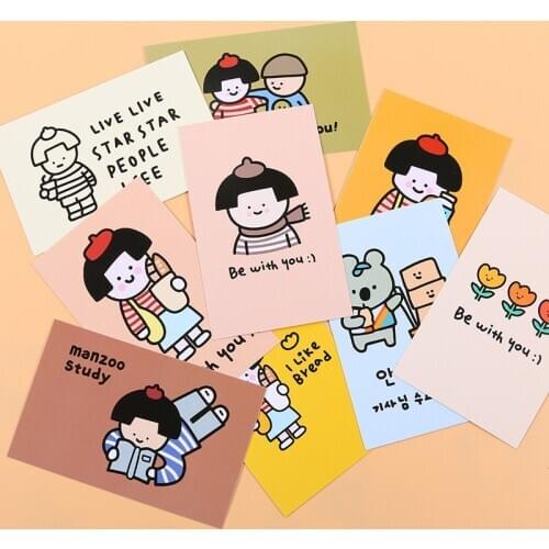 9Pcs/Pack Kawaii Ins Forest Girl Decoration Card Postcard Wall Waterproof Card Photo Props Wall Sticker Korean Stationery