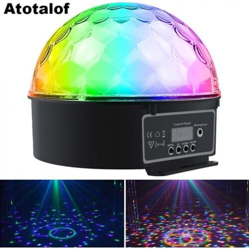 9W 9 Colors Rotating LED Stage Light Big Crystal Ball Support Auto / Voice / Remote / DMX512 Control for KTV / Disco