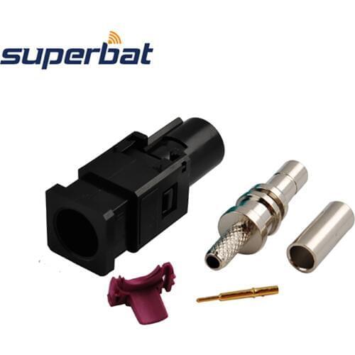 Superbat Car DAB+ Satellite Radio Antenna Connector Fakra A Black/9005 Jack Crimp for Cable RG316 RG174 LMR100 Long Version