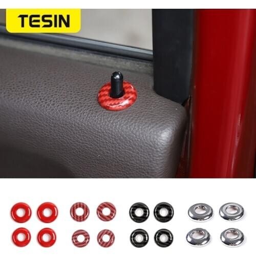 TESIN ABS Car Stickers For Ford F150 2015+ Car Door Lock Bolt Decoration Ring Cover Stickers Accessories For Ford F150 2015