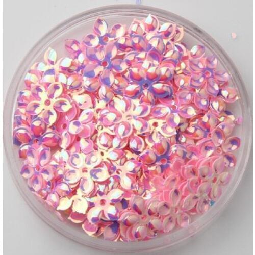 3000pcs/lot 9mm Flower Sequins With 1 Center Hole Plum Blossom Pink Confetti Spangles