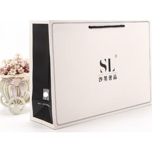 CMYK printing Hot paper white paper bags shopping business take away paper gift bag with handle US --XP2115