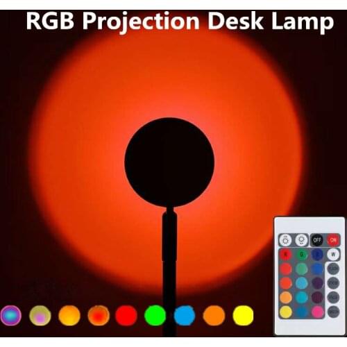 RGB Projector Lamp Rainbow Atmosphere LED Night Light With Remote Controller Bedroom Coffe Shop Background Wall Decoration Lamp