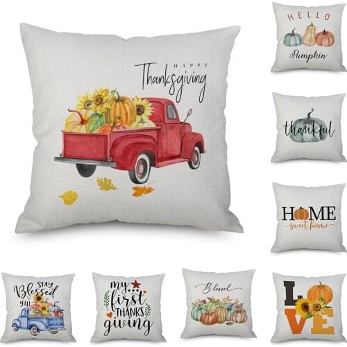 Thanks Giving Day Cushion Cover for Sofa Car Home Pillow Case Autumn Farm Decor Pumpkin Pillowcase Throw Pillow Cover 45x45cm