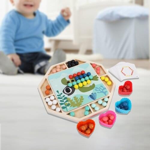 Wooden Board Bead Game Toy Wooden Clip Beads Game Wooden Clip Beads Rainbow Toy Early Education Toys