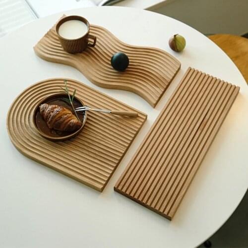 Wood Dessert Slicing Bread Tray Food Plate, Coffee Board Table , Nordic Style Beech Wooden Tea Tray Pad, Kitchen Tool