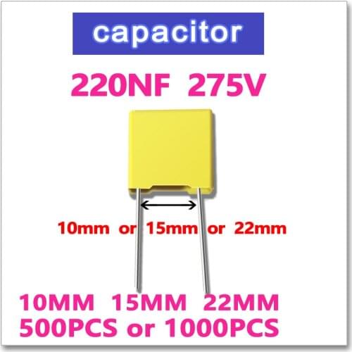 JASNPROSMA 220NF 500PCS 1000PCS Safety Capacitor X2 275VAC Pitch 10mm 15mm 0.22UF 224 10% K 275V 224K