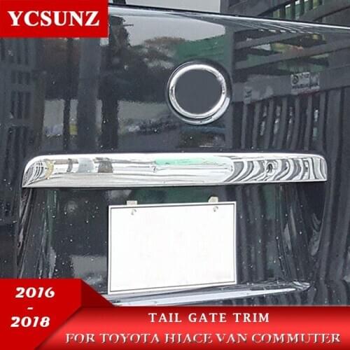 Tailgate Trim For Toyota Hiace Van Commuter Quantum 2016 2017 2018 Exterior Accessories Tail Gate With Hole Chrome Parts Ycsunz