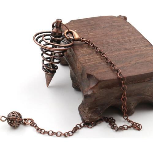 Pendulum Reiki Metal Copper Dowsing Healing Pyramid Pendant Charms Chakra pendulo Chrome gold Amulet pendulos Fashionable Chain