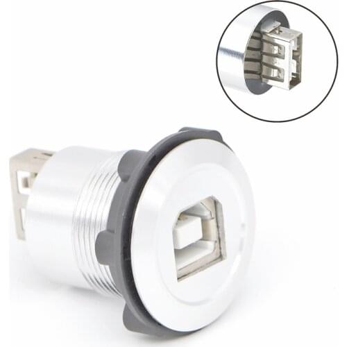 22mm mounting diameter metal USB2.0 Female B to Female A with black or silver surface
