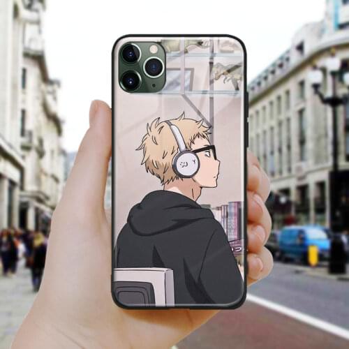 Kei Tsukishima Haikyuu anime Soft Silicone Glass Phone Case Cover Shell For iPhone SE 6 6s 7 8 Plus X XR XS 11 12 Mini Pro Max