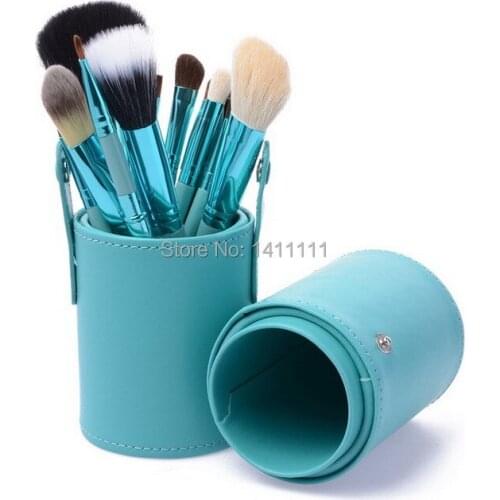 Wholesale DHL Free Shipping Makeup Brushes Set Kit 12pcs in 1 Pro Concealer Foundation Eyeshadow Brush Blue + CASE Hold MB89
