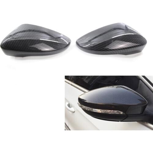 Pair Carbon Fiber Printed Style Rearview Mirror Cover Cap Shell for VW Passat B7 CC Jetta 11-17 Not fit North American Version