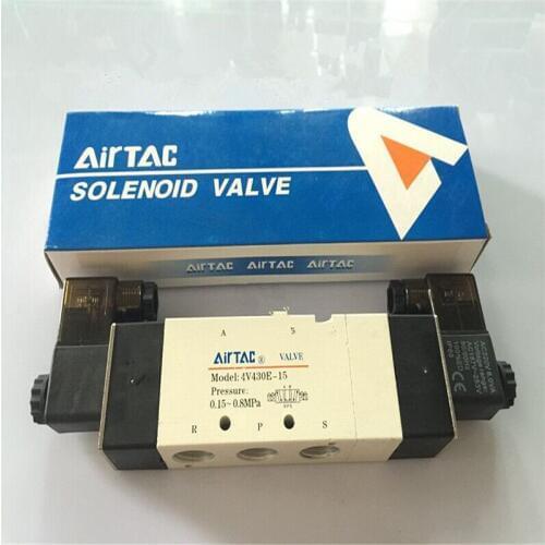 1Pcs 4V430C-15 DC12V 5Ports 3Position Dual Solenoid Pneumatic Air Valve 1/2" BSPT