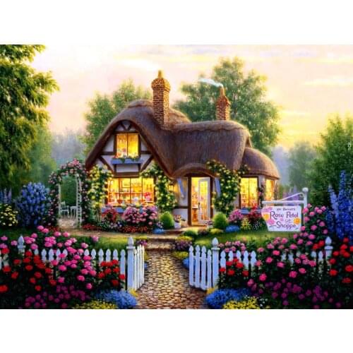 Rose Petal Cottage Cross Stitch Kits Needlework Sewing Embroidery Crafts 14ct Unprinted DIY Arts Handmade Home Decor