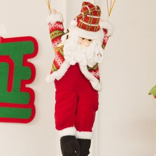 Santa Claus Parachute Flannel Christmas Hanging Pendant Holiday Party Ornaments Gifts For Children Home Ceiling Deco Supplies