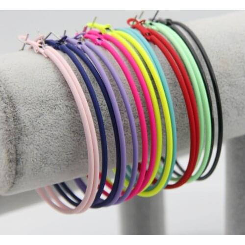 FISHPEACH Trendy 70mm Large Hoop Earrings Neon Color Painted Big Circle Earring Basketball Loop Earrings For Women Brincos Gifts