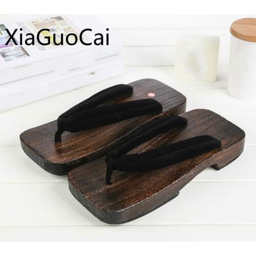 Fashion Brand Men Slippers Flip-flops Summer Wooden Clogs Japanese Style Male Slides Home Indoors Shoes Drop Shipping Lu10 35