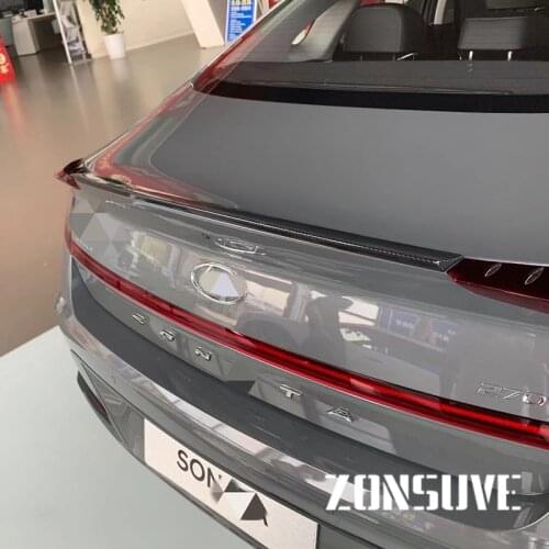 Use For Hyundai Sonata 2020 2021 Spoiler ABS Plastic Forging Carbon Fiber Look Rear Trunk Wing Car Body Kit Accessories