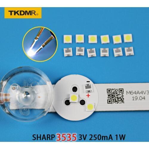 TKDMR 30pcs SHARP High Power LED LED Backlight 2W 3535 3V 6V Cool white 135LM TV Application free shipping