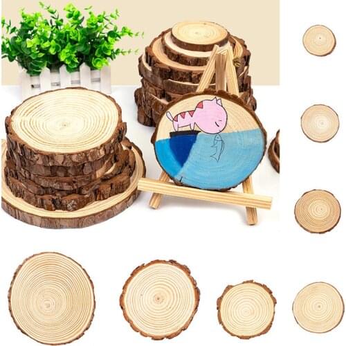 Thick Natural Pine Round Unfinished Wood Slices Circles With Tree Bark Log Discs DIY Crafts Wedding Party Painting
