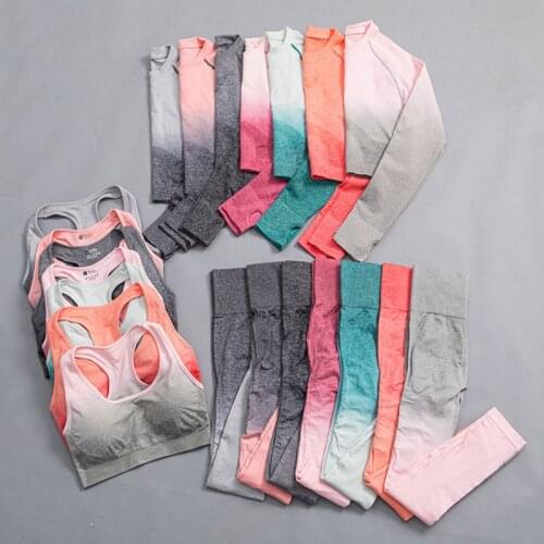 2/3 PCS Women Gym Set Yoga Suit Workout Clothes Sport Outfit For Woman Fitness Leggings Push Up Bra Seamless Shorts Sportswear