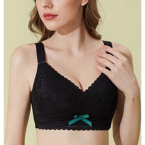 Womens Full Coverage Underwear No-foam Lace Embroidery Wireless Adjustable Minimizer Bra 34 36 38 40 42 B C D E