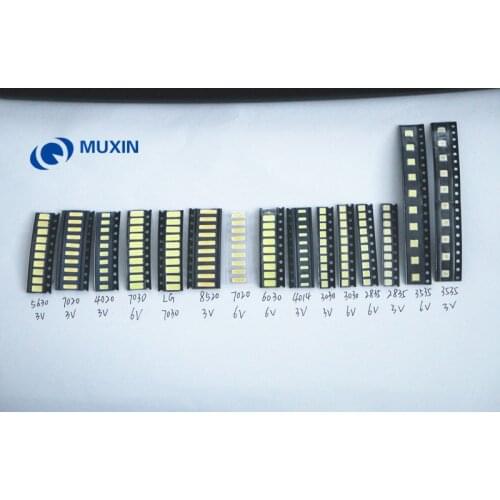 0.5W/1W SMD LED Kit 3V/6V 2835/3030/3535/4020/5630/6030/7020/7030/7032 Cold white For TV Backlight Beads 17 values *10pcs=170PCS