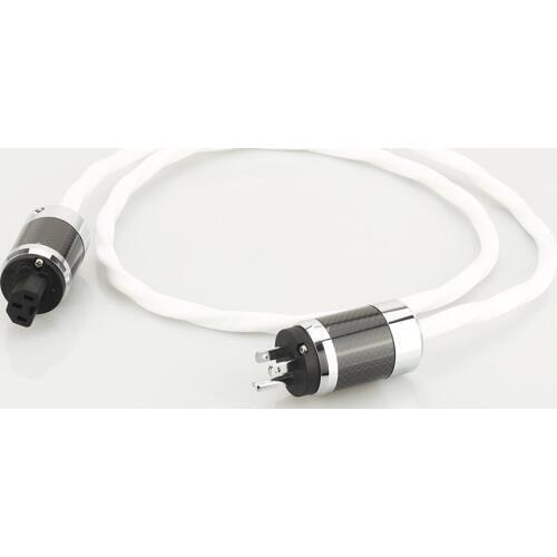 1 Piece Hifi Audio Power Cable High Quality Silver Plated US Power Cord Cable with Carbon Fiber Rhodium Plated Power Plug