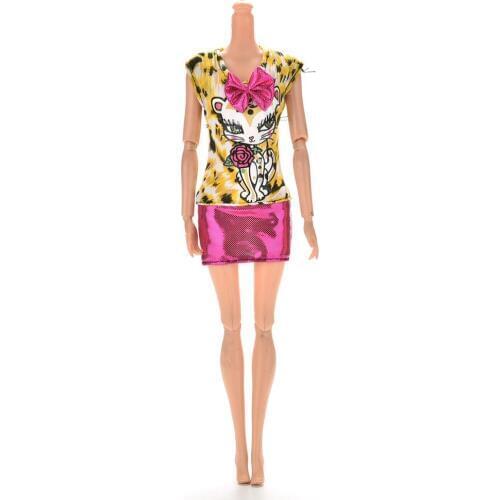 1PCS New Fashion Sexy Dress With Bowknot Leopard Cat Dress For s Doll Accessories