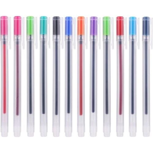 12pcs 0316 Creative Stationery Student Color Neutral Pen 0.5 Black Water-based Pen Simple Pen