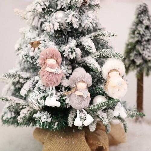 2pcs/3pcs Cartoon Hold Heart Star Fluffy Angel Suspended Doll Toy Home Xmas New Year Decor Christmas Tree Pendants Drop Ornament