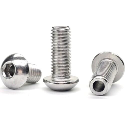 2pcs M12 M16 Stainless Steel 304 Allen Round Head Hollow Screw Pass Hole Lamp Threading Bolt 6.2mm-8.2mm Aperture 20mm-50mm Long