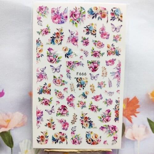 3D Nail Sticker Spring Fall Peony Flower Nail Glue Stickers Fashion Rose Butterfly Stickers for Manicure Nail Art Decoration