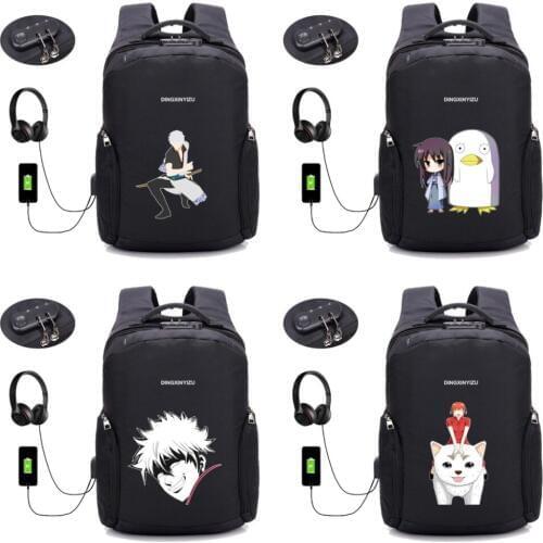 Anime Gintama backpack men travel backpack Laptop computer backpack USB charging student shoulder bag 22 style