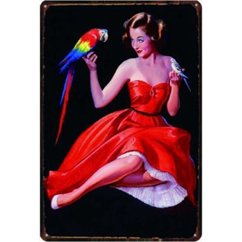 Pin UP Girl Beauty Retro Tin Signs Plaque Metal Vintage Wall Home Restaurant Apartment Art Decor Cuadros 30X20CM DU-1917