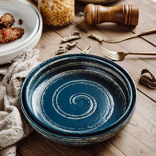 Household Shallow Bowl Creative Soup Bowl Deep Plate Ceramic Bowl Tableware Large Salad Bowl Vegetable Bowl