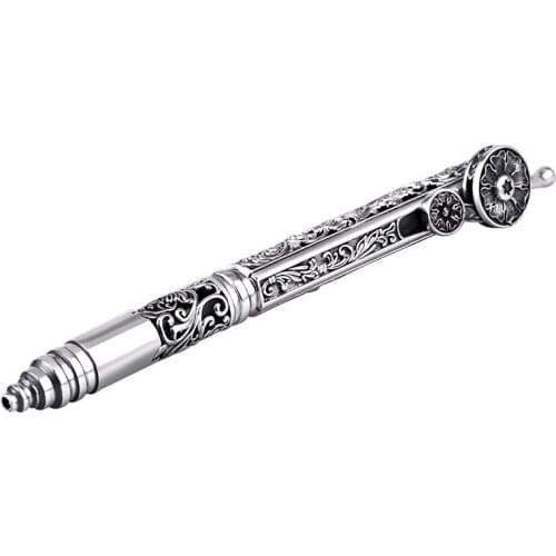 Solid Silver Pen Pendant Men S925 Sterling Silver Vintage Carved 925 Silver Openwork Flower Vine Business Ballpoint Pen Pendant