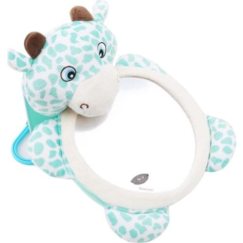 Baby 0~12 Months Car Seat Stuffed Plush Toy Animal Dear Mirror Rearview Baby Strollers For Dolls Rattles