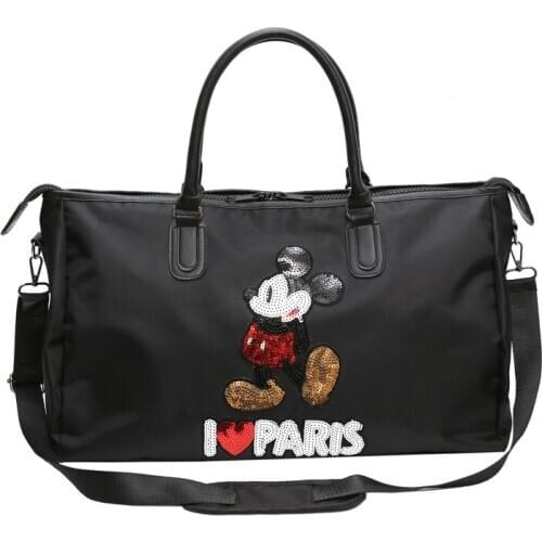 Disney new fashion travel bag waterproof sequined Mickey Mouse gym bag portable large capacity shoulder bag