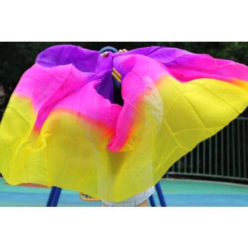 2016 design 100% real silk belly dance veil,cheap dance veils,tari perut kostum veil wholesale yellow+rose+purple